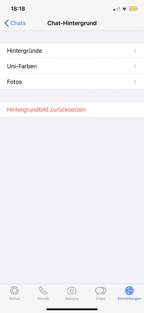 Chat-Hintergrund bei WhatsApp (Einstellungen Screenshot)