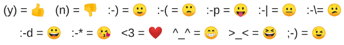 Übersicht aller Zeichen, die bei WhatsApp Web automatisch in ein richtiges Emoji-Symbol umgewandelt werden - Quelle:reddit.com
